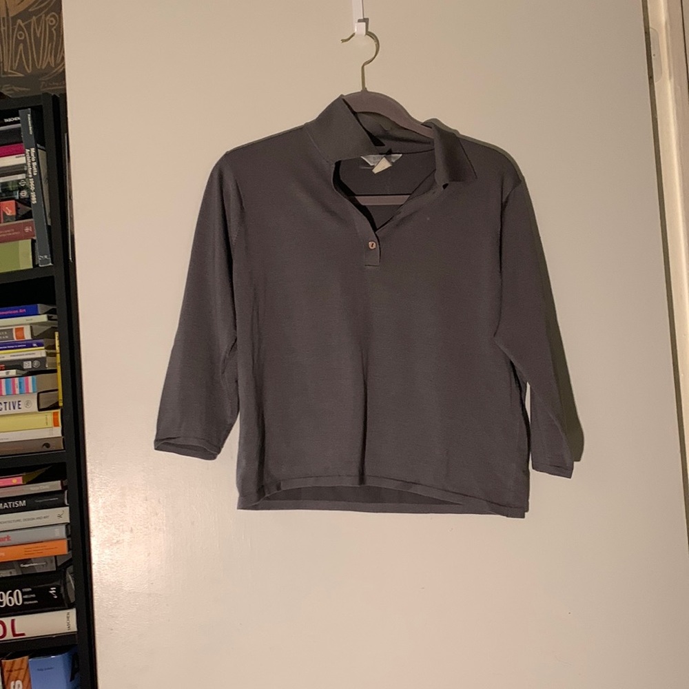 Soft Grey Crop Collar Blouse